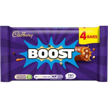 Cadbury Boost Original Chocolate Bars Filled With Biscuit & Cocoa With Chewy Caramel & Cadbury Milk Chocolate, Multipack of 4 x 37 g Bars (Pack of 1)