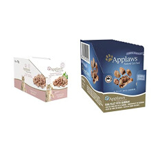 Applaws Wet Cat Food: Tuna/Salmon in Jelly 16x70g & Tuna/Seabream in Broth 12x70g