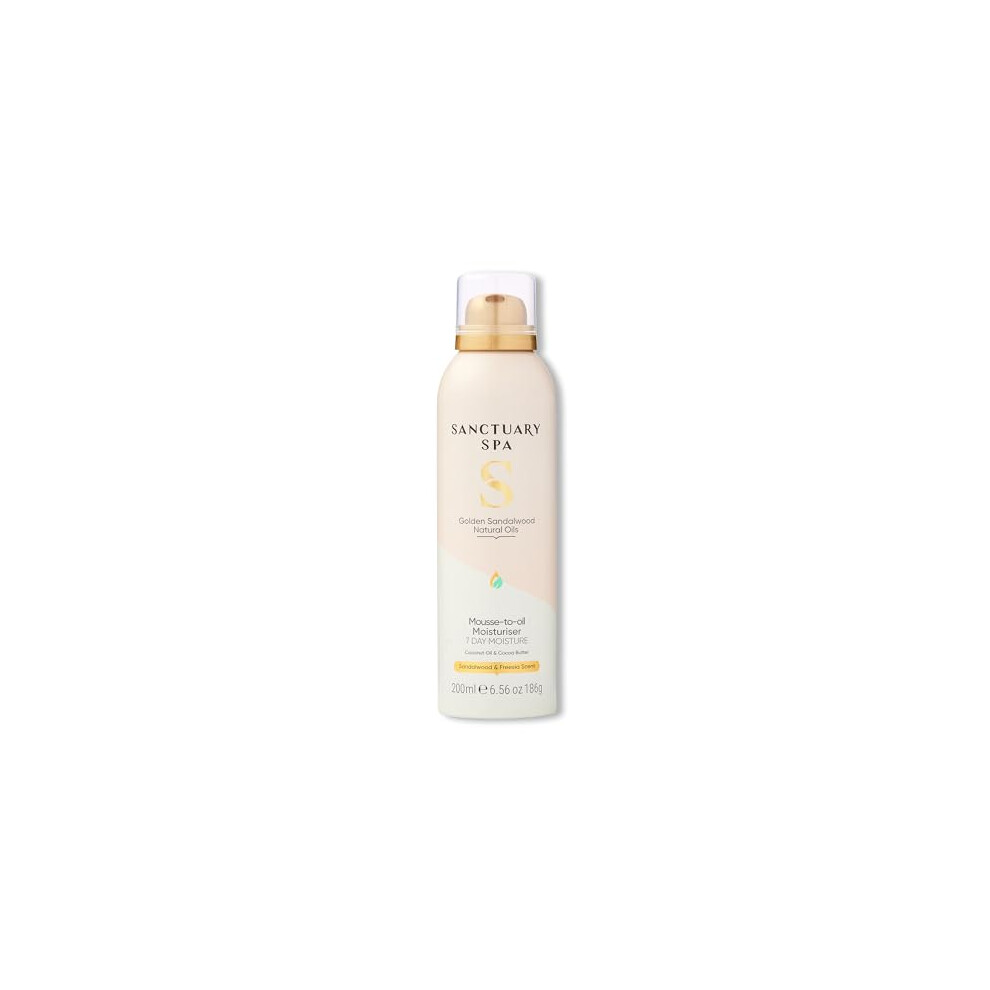 Sanctuary Spa Sandalwood Mousse To Oil Moisturiser, 200Ml, Coconut Oil & Shea Golden