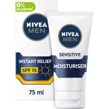 NIVEA MEN Sensitive Face Moisturiser SPF15 (75ml), 0% Alcohol
