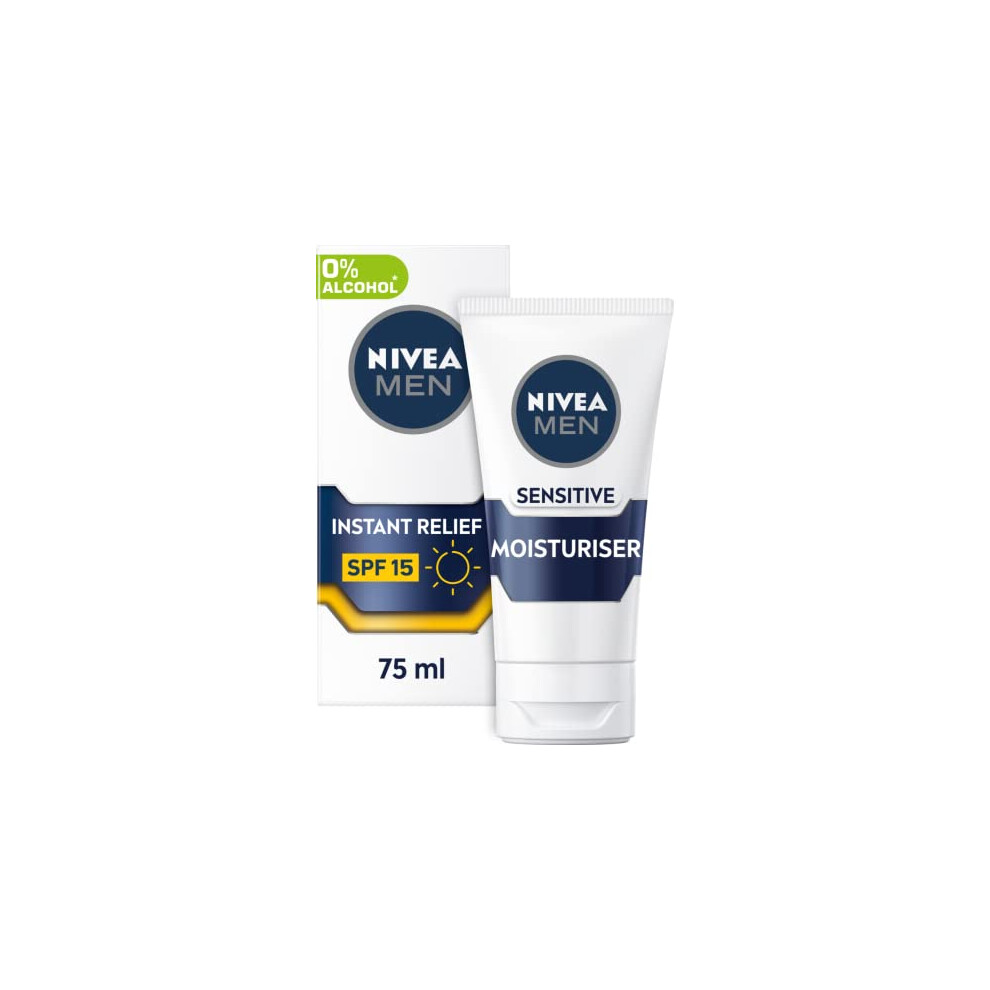 Nivea Men Sensitive Face Moisturiser Spf15 (75Ml), 0% Alcohol