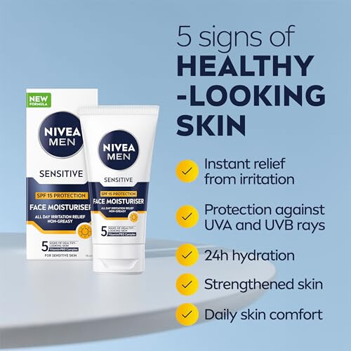 NIVEA NIVEA MEN Sensitive Face Moisturiser SPF15 (75ml), 0% Alcohol 1