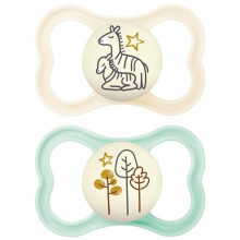 MAM Latex Air Night Soothers 6+ Months - Glow in The Dark - Steriliser Case