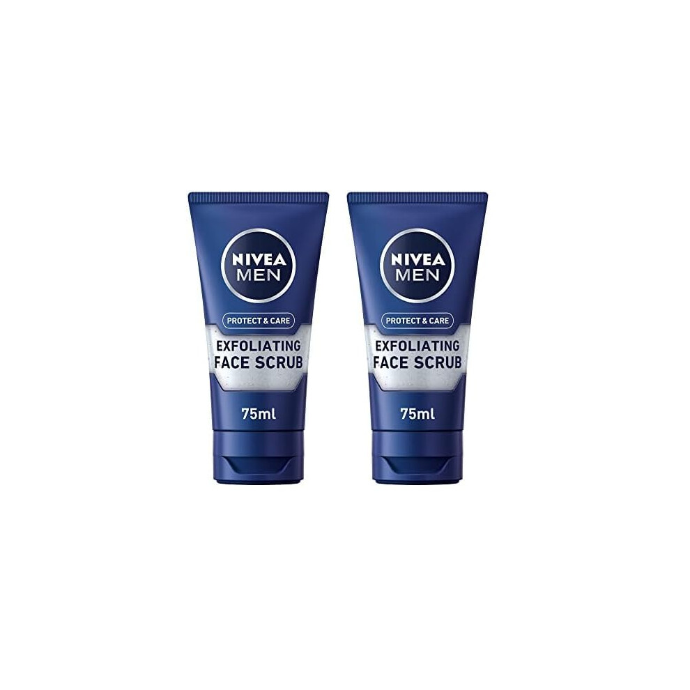 NIVEA MEN Protect & Care Exfoliating Face Scrub (75ml), Invigorating Men's Face Cleanser with Aloe Vera, Face Wash (Pack of 2)