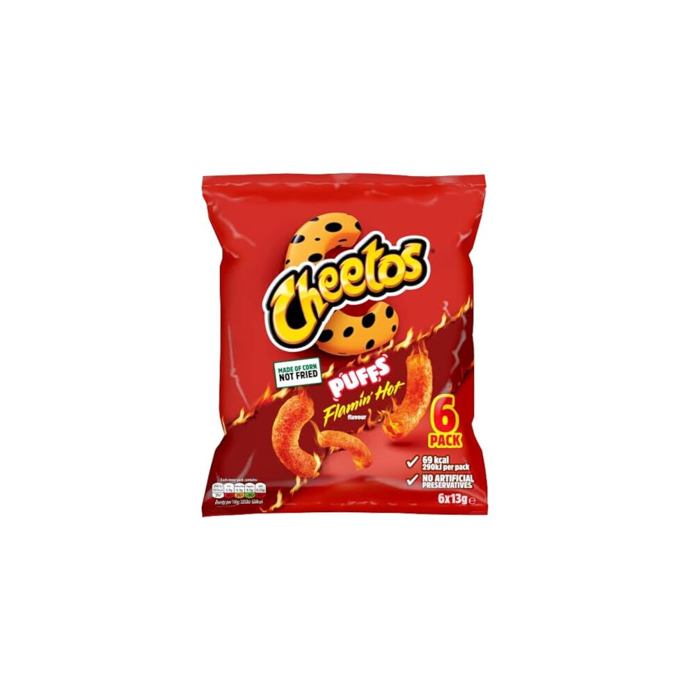 Cheetos Puffs Sweet And Spicy Flamin Hot Multipack Crisps 6X13g