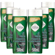Imperial Leather Black Pepper & Cedarwood 2in1 Body Wash, 6x500ml, Signature Oil