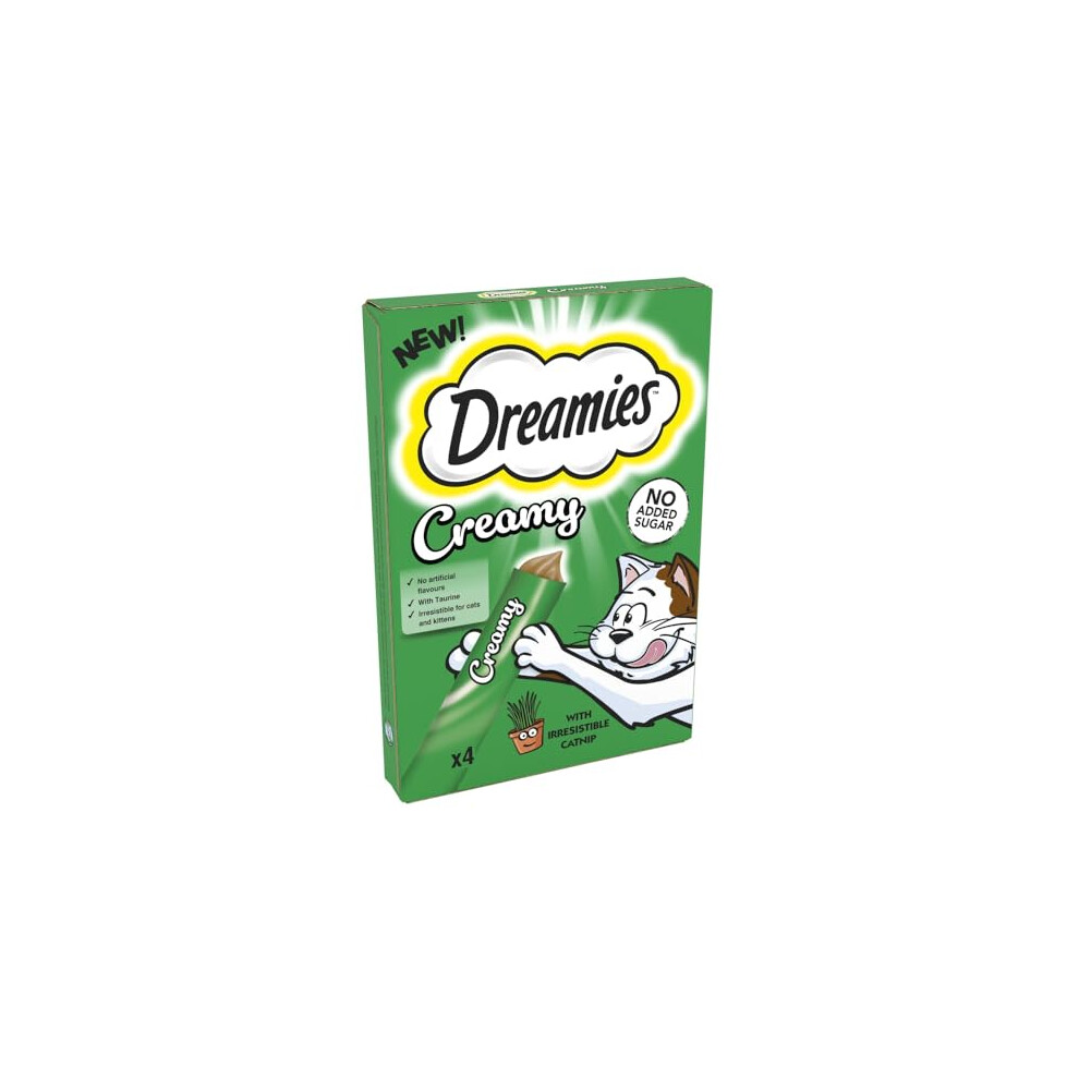 Dreamies Creamy Cat Treats 11x 4x10 g with Catnip – Creamy Cat Snacks with Catnip Flavor