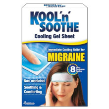 KOOL 'N' SOOTHE MIGRAINE Cooling Gel Sheets/ 4 Pack/Immediate Cooling Relief for Migraine & Severe Headache