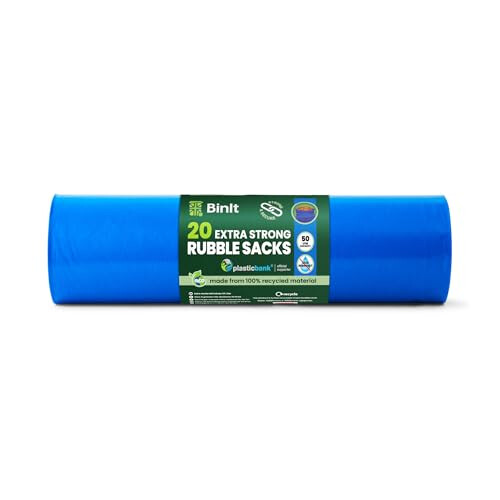 BinIt 20 Blue Rubble Sacks 50L - Extra Strong, Heavy Duty 2