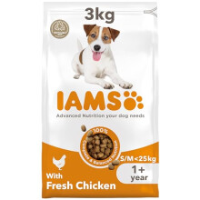 IAMS Complete Dry Dog Food for Adult 1+ Small and Medium Breeds with Chicken 3 kg(Packaging may vary)