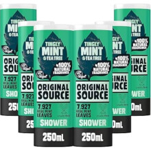Original Source Mint and Tea Tree Shower Gel, 100 Percent Natural Fragrance, Vegan, Cruelty Free, Paraben Free, Bulk Buy, Pack of 6 x 250 ml