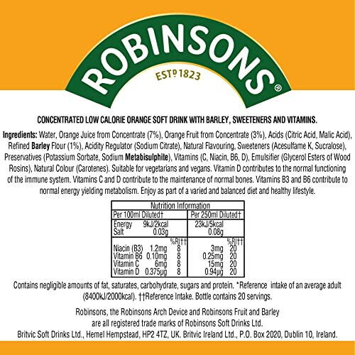 Robinsons Fruit & Barley Orange Squash, 1L 1