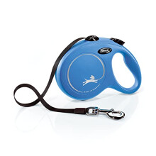 FLEXI New Classic Retractable Dog Leash (Tape), for Dogs Up to 110lbs, 16 ft, Large, Blue