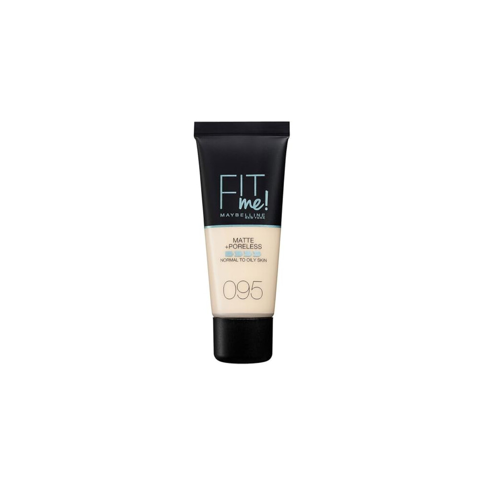 Maybelline Fit Me Foundation, Medium Coverage, Blendable With A Matte And Poreless Finish, For Normal To Oily Skin, Shade: 095 Fair Porcelain, 30Ml