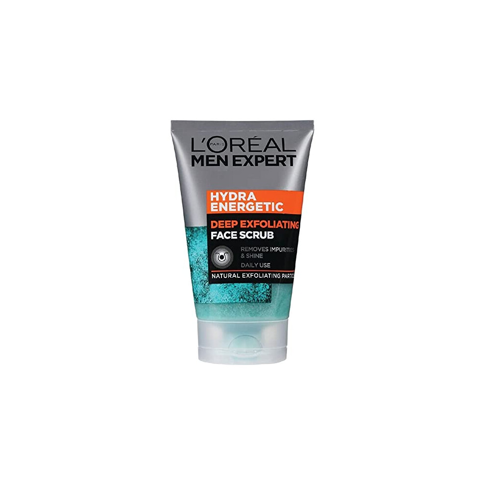 L'Oreal Paris Men Expert Face Scrub, Hydra Energetic Deep Exfoliating Face Wash for Men 100 ml