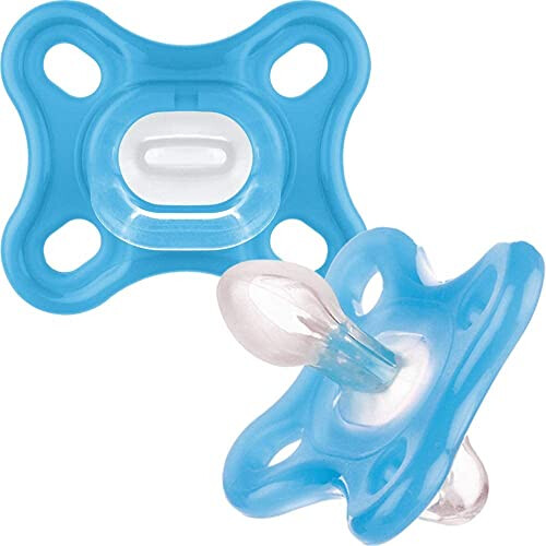 MAM MAM Comfort Soothers, 0-2 Months, 2 Pack, Steriliser Case, Blue