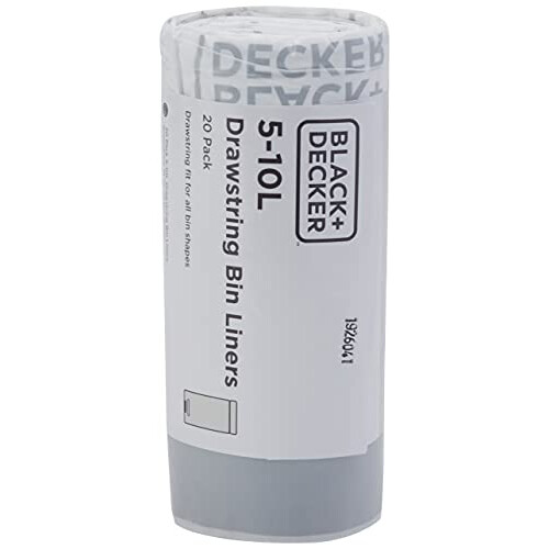 BLACK+DECKER BXBB0005E 5-10L Drawstring Bin Liners, 20 Pack