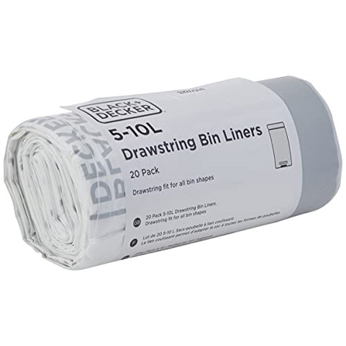 Black + Decker BLACK+DECKER BXBB0005E 5-10L Drawstring Bin Liners, 20 Pack 1