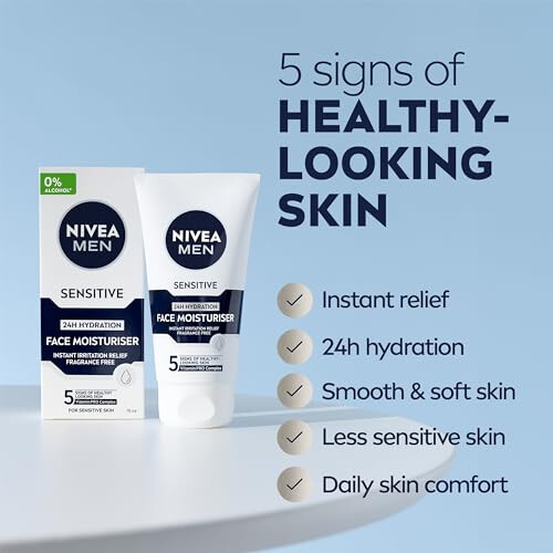 NIVEA NIVEA MEN Sensitive Face Moisturiser, 75ml, 0% Alcohol 1