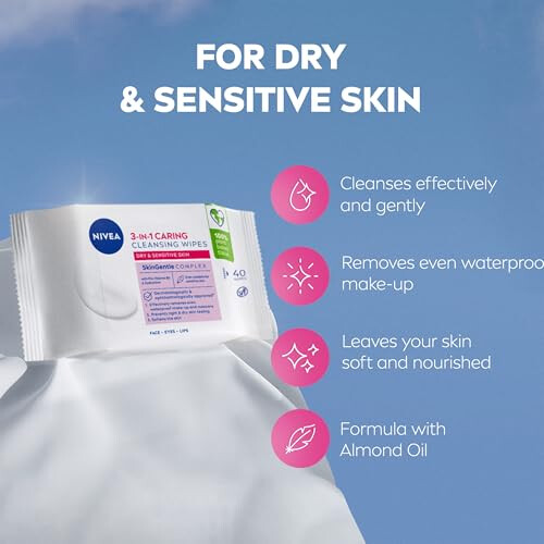 NIVEA NIVEA Biodegradable Cleansing Wipes Dry Skin, 40 Count 2