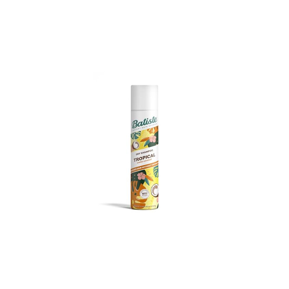 Batiste Dry Shampoo in Tropical 350ml, Coconut & Floral Fragrance, No Rinse Spray to Refresh Hair in Between Washes