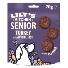 Lily's Kitchen Made with Natural Ingredients Senior Dog Treats Packet Turkey with White Fish Bites Grain-Free Recipe 8 x 70g