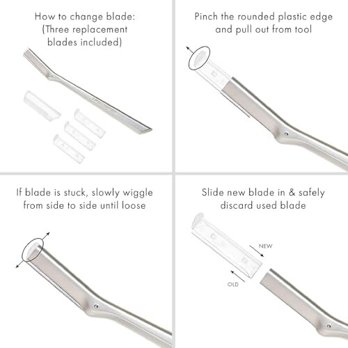 Tweezerman Facial Razor Replacement Blades (4-Pack), Silver 1