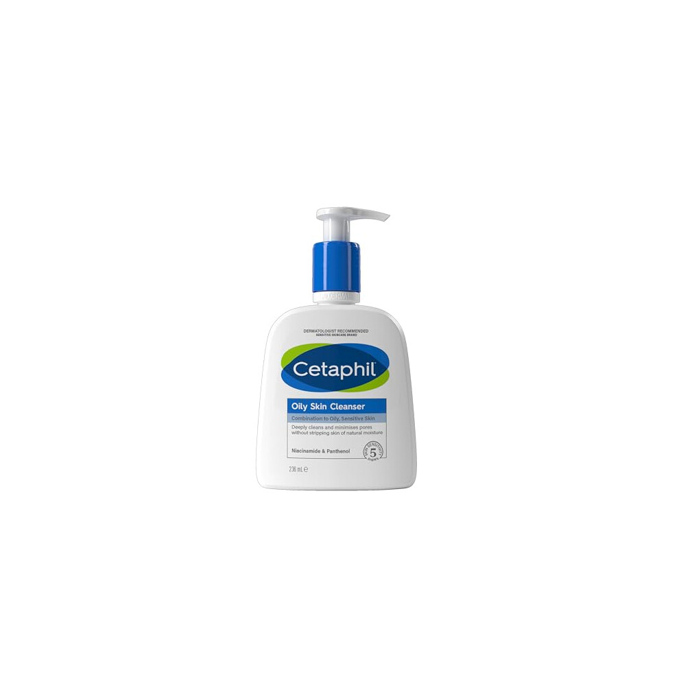 Cetaphil Oily Skin Cleanser, 236ml, Face Wash, For Combination to Oily Sensitive Skin, With Niacinamide