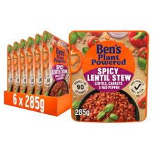 Ben's Original Plant Powered Spicy Lentil Stew, Bulk Multipack 6 x 285 g pouches