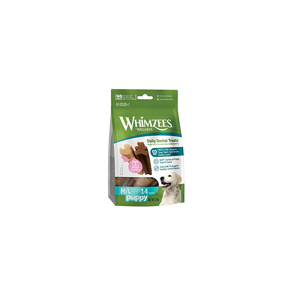 Photos - Dog Food Whimzees Puppy Stix, Natural and Grain Free Dog Chews,Vegetable flavor Puppy Dental Sticks, 14 Pieces, Size M/L 