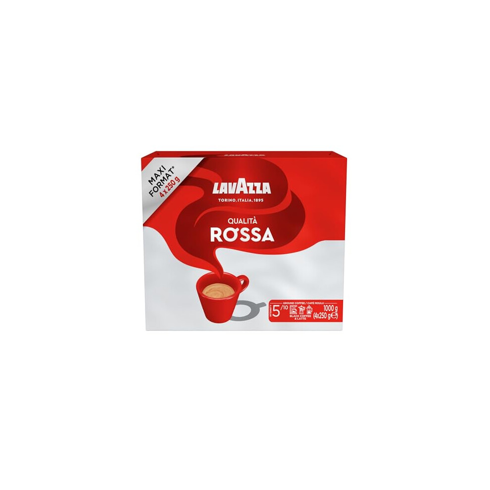 Lavazza Qualità Rossa Ground Coffee 1Kg, Moka Pot Ideal