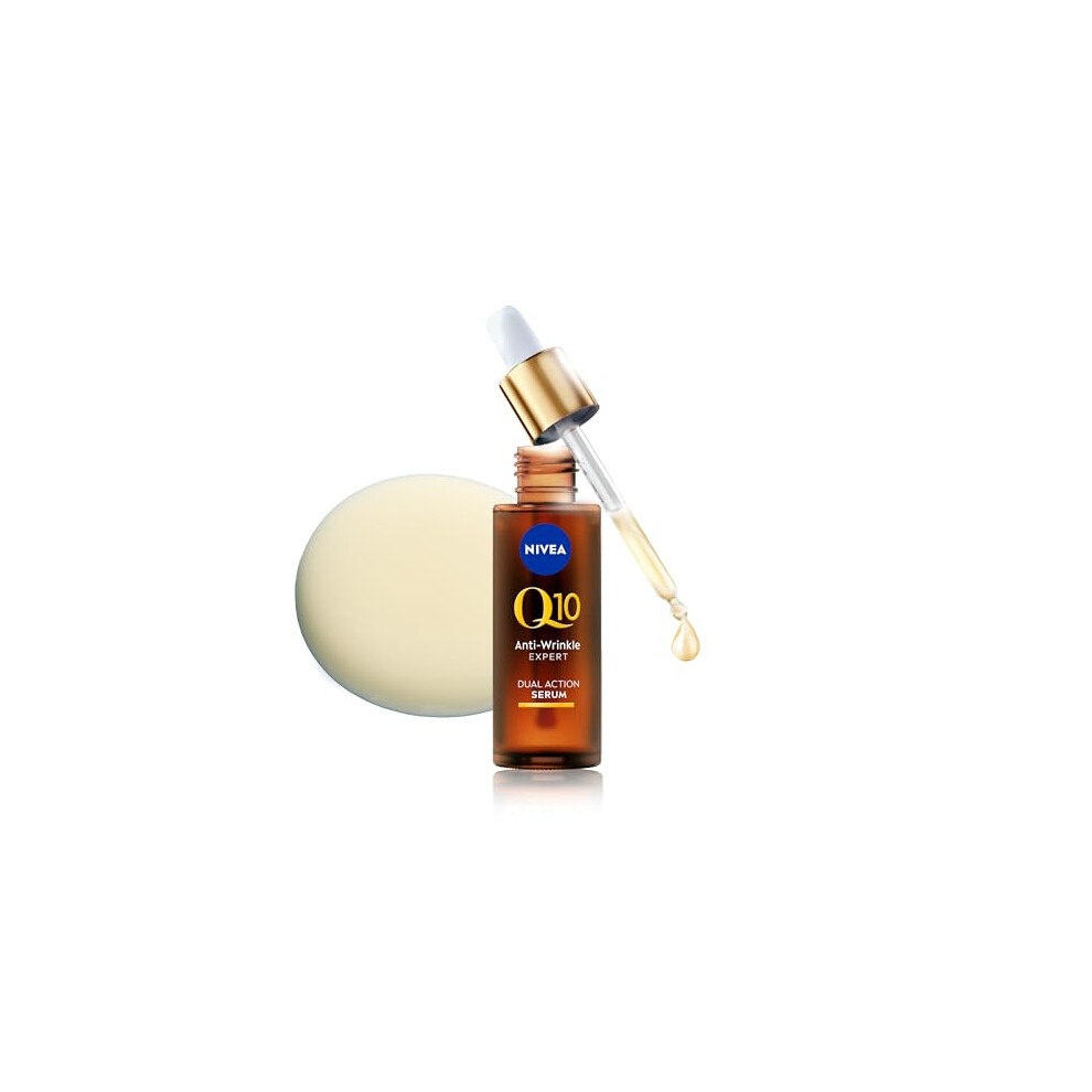 NIVEA Q10 Anti-Wrinkle Expert Dual Action Serum (30ml), Anti Ageing Face Serum for Women with Pure Q10, Visibly Reduces and Prevents Wrinkles