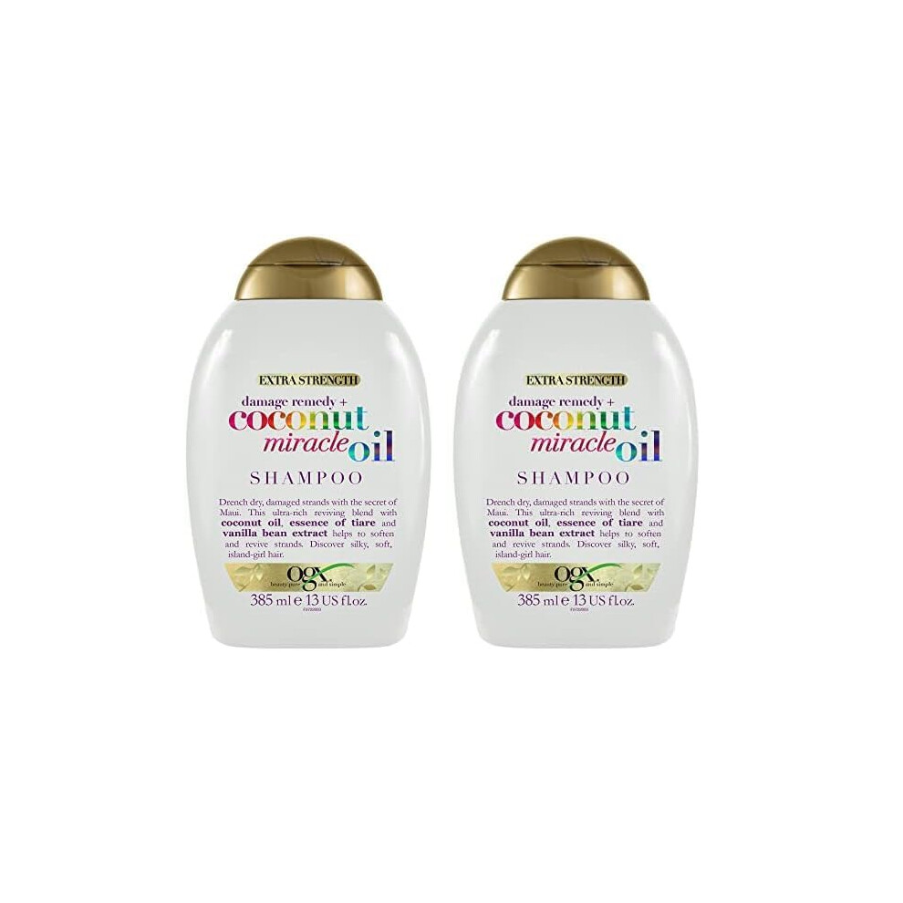 OGX Coconut Miracle Oil Shampoo for Damaged Hair, 385ml (Pack of 2)