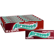 Airwaves Chewing Gum, Sugar Free, Cherry Menthol, 30 Packs of 10 Pieces