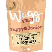 Wagg Puppy & Junior Meaty Bites Chicken & Yoghurt Dog Treats 125g (Pack of 7) - Oven Baked