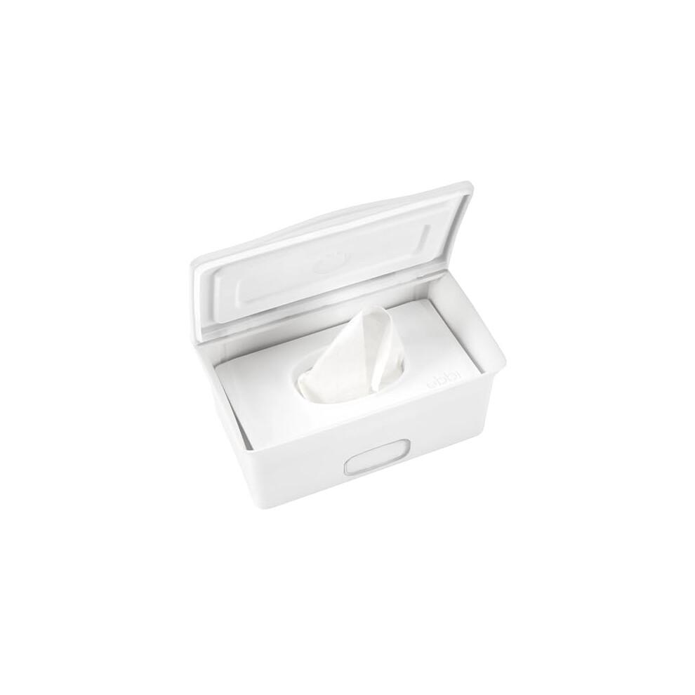 Baby Nappy Wipes Dispenser | Baby Nappy Wipes Case, Baby Wipes Holder With Weighted Plate, Keeps Wipes Fresh And Non-Slip Rubber Feet, White Ubbi