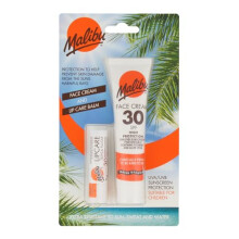 Malibu Sun SPF 30 Face Cream and SPF 30 Lip Balm Duo, High Protection Sun Cream, Water Resistant, Vitamin Enriched, 2 pack