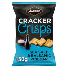 Jacob's Cracker Crisps Sea Salt & Balsamic Vinegar - Sharing Bag 150 g, Irresistibly Crunchy, Oven-Baked & Vegetarian