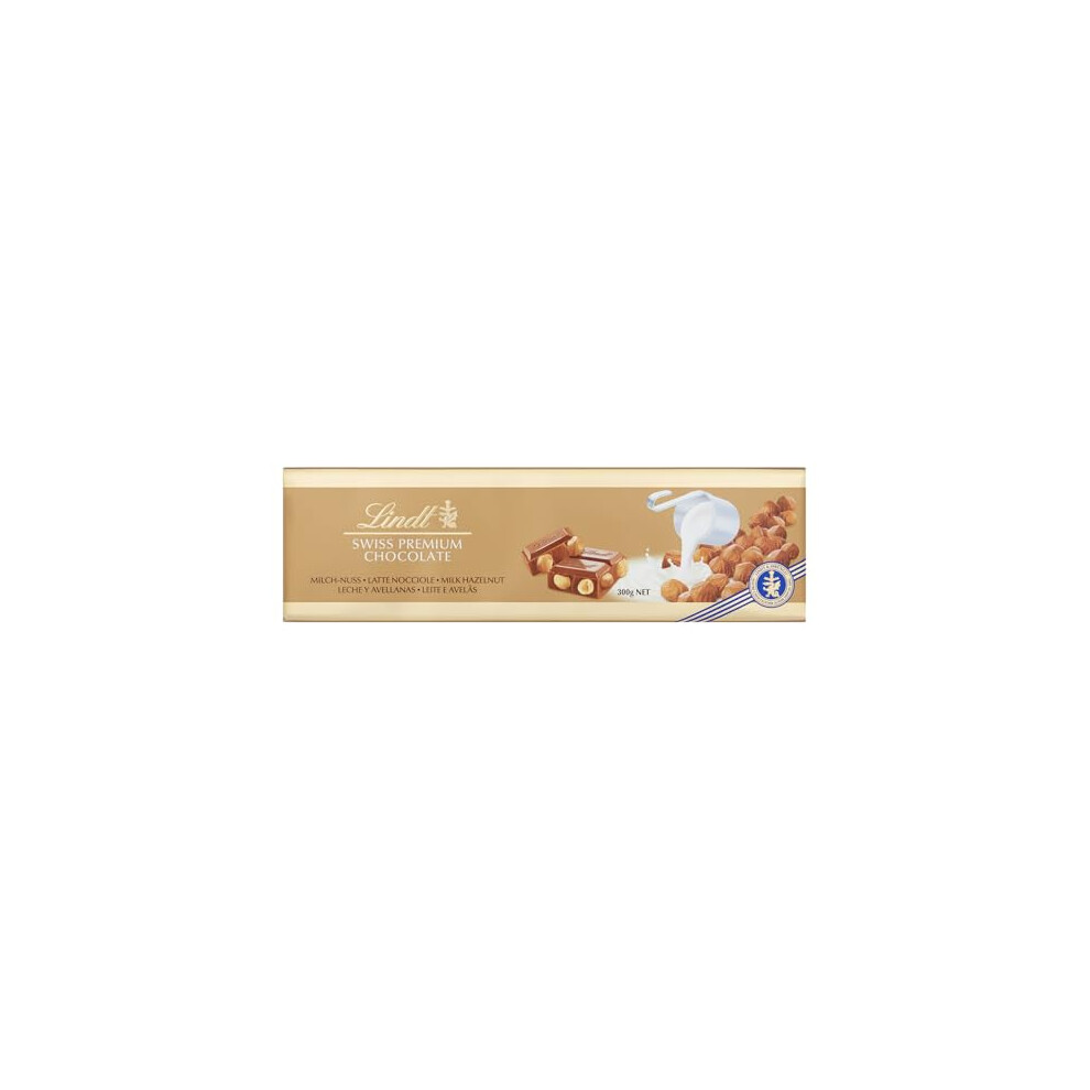 Lindt Swiss Milk Chocolate And Crunchy Hazelnut Gold Bar 300 G