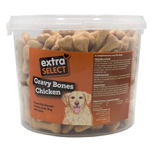 Extra Select Gravy Bones Chicken Flavoured Dog Treat Biscuits in a 1ltr Bucket (approx 110 biscuits)