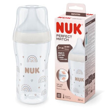 NUK Perfect Match Baby Bottle 260ml - 3+ Months, Temperature Control, Anti Colic