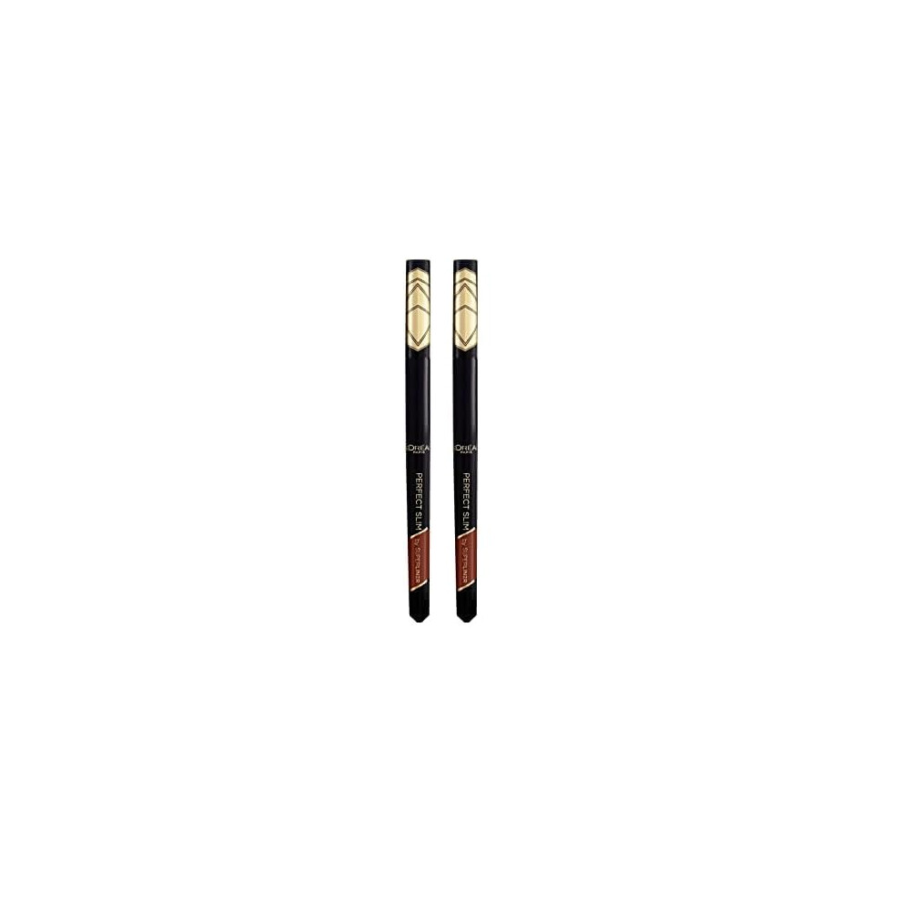 L'Oreal Paris Perfect Slim Liquid Eyeliner, Superliner, Smudge-Proof, Water-Resistant, Intense Matte Colour, Grey (Pack of 2)