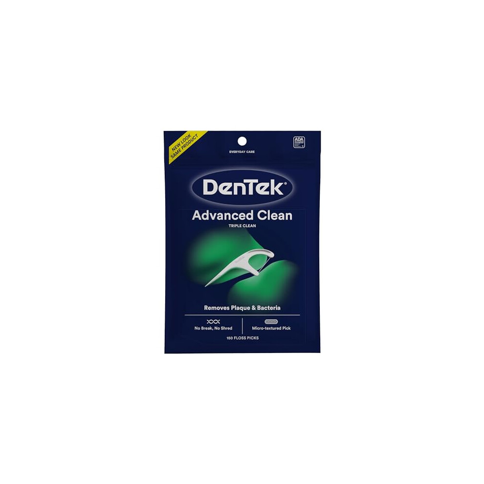 DenTek Triple Clean Mint Flavoured and Fluoride coated Advanced Dental Floss Picks with 3 cleaning actions - 150 Pack (Packaging may vary)