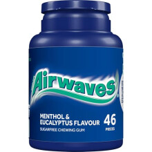 Airwaves Chewing Gum Menthol & Eucalyptus, 46 pieces, Sugar Free Chewing Gum bottle with Menthol Freshness