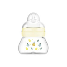 MAM Feel Good Glass Bottle | 1 Pack (1 x 90ml) | Extra Slow Flow MAM Teat Size 0 | Baby Accessories for Newborn | Unisex (Various Designs)
