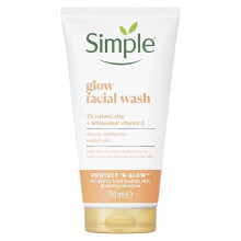Simple Protect 'N' Glow Express Glow Clay Polish Cleanser leaves skin naturally glowing for expert facial skin care 150 ml