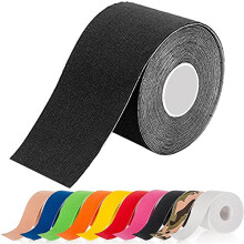 ATETEO Kinesiology Sports 5m x (2.5/3.8/5/7.5) cm Roll of Elastic Muscle Support Tape for Exercise &Injury Recovery, G-Black, XL: 5mX7.5cm