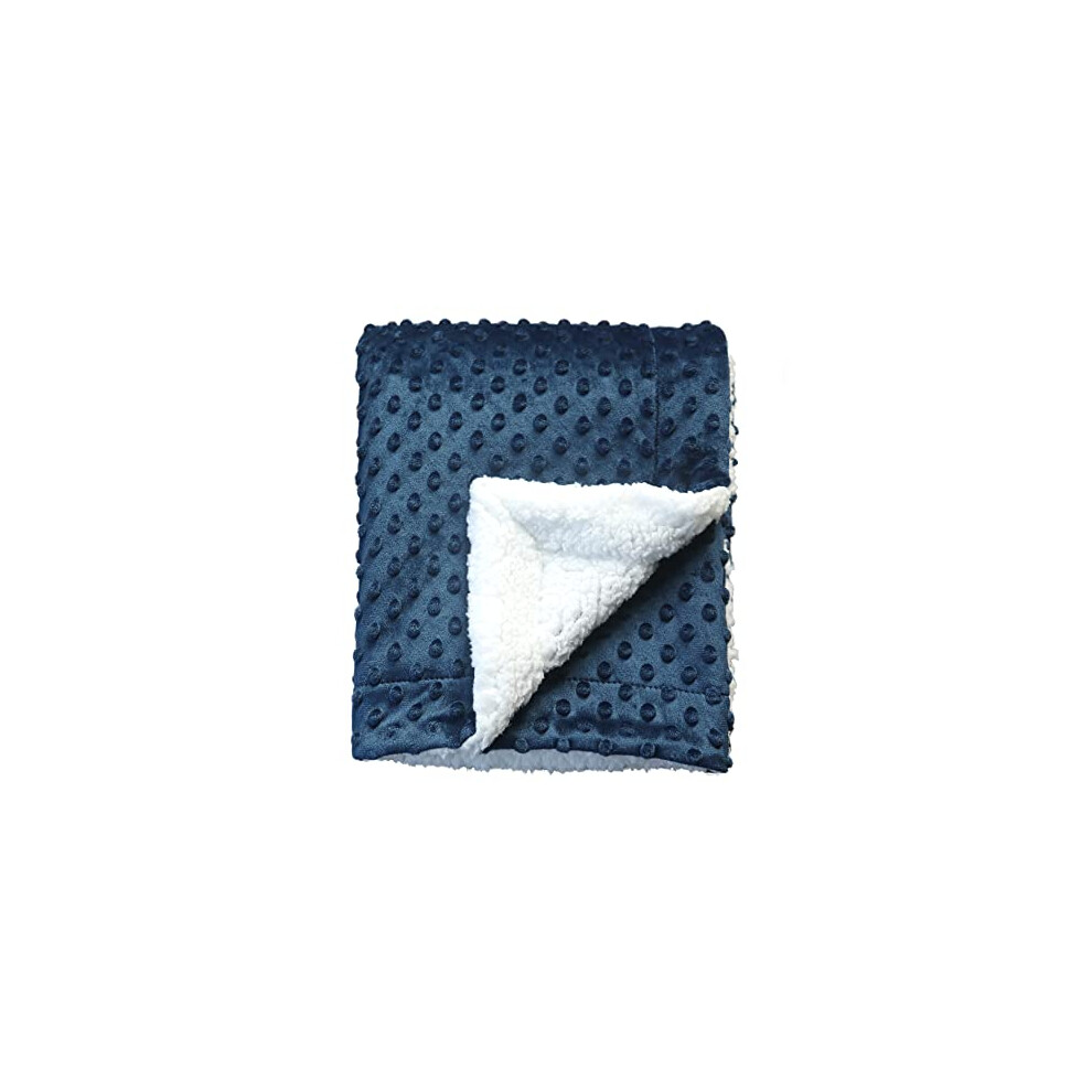 Cozy Soft And Warm Sherpa Baby Blanket For Infant Toddler's Crib Cot Stroller Gift For Baby Girls All Season Use(75Cmx100cm Navy Dot) Crevent