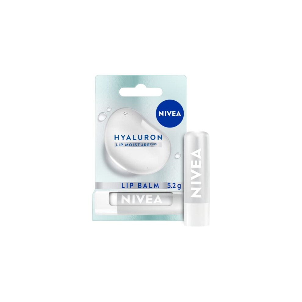 NIVEA Hyaluron Moisture Plus Lip Balm (5.2g), Ultra-Light Lip Balm Stick with Hyaluronic Acid, Provides 24H Moisture and Visibly Smoother Lips
