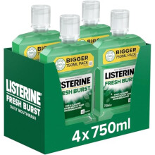 Listerine Fresh Burst Mouthwash, Antibacterial, 4x750ml
